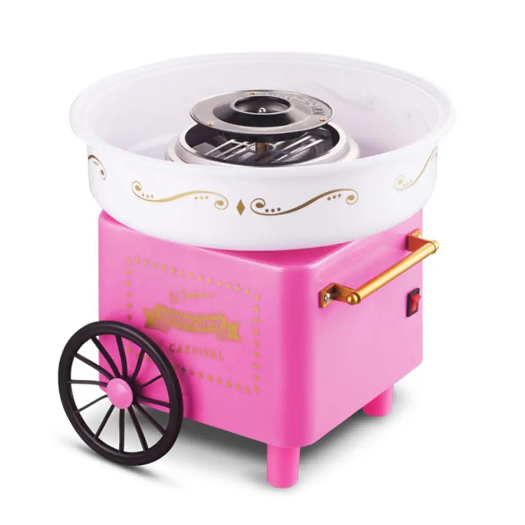 Household Vintage Cartoon Countertop Cotton Candy Maker 110V Mini Trolley Electric Candy Machine US Plug