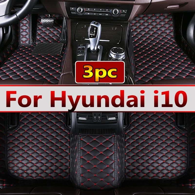 Car Floor Mats For Hyundai i10 BA Gran Metro Taxi Xcent IA 2014~2019 Leather Mat    Rugs Durable Pad  Accessories