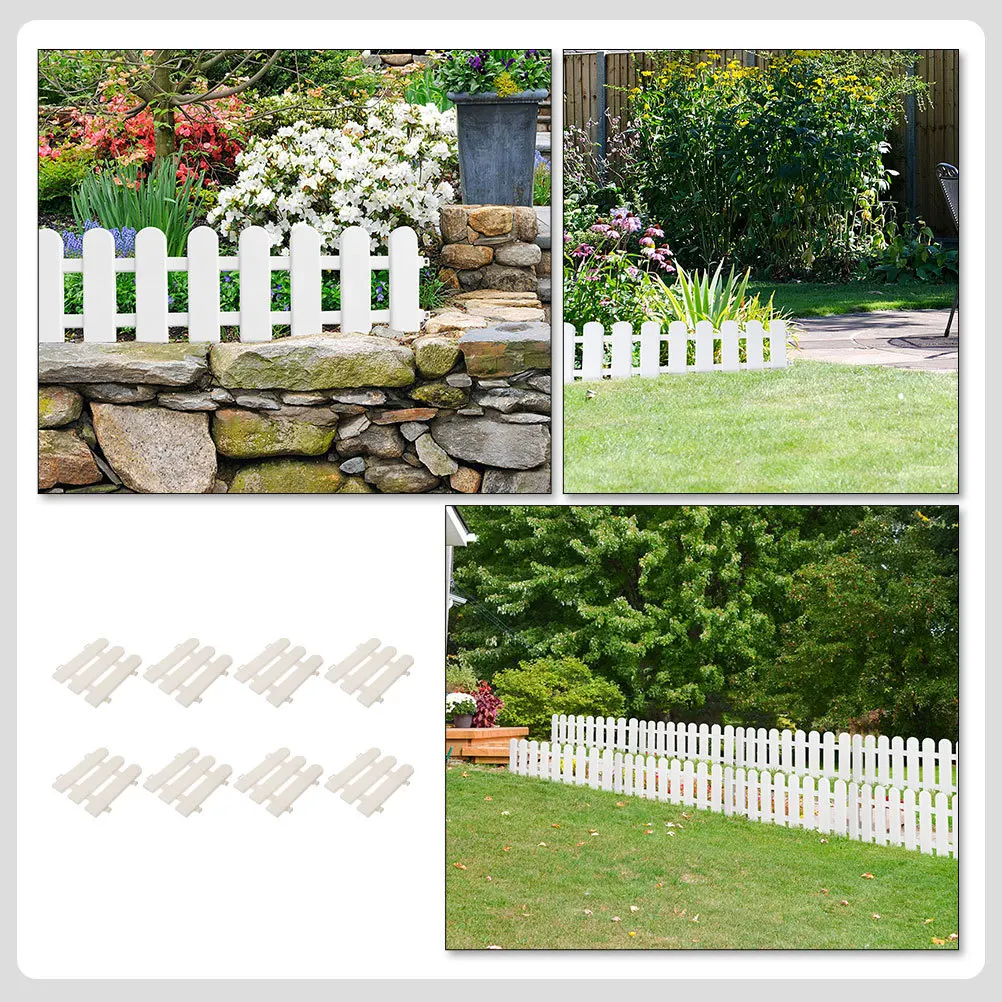 

8pcs White Plastic Garden Edging Fences For Yard Outdoor Scene Fence Decor Lawn Border Barrier Plastic Garden Fence Yard Decor