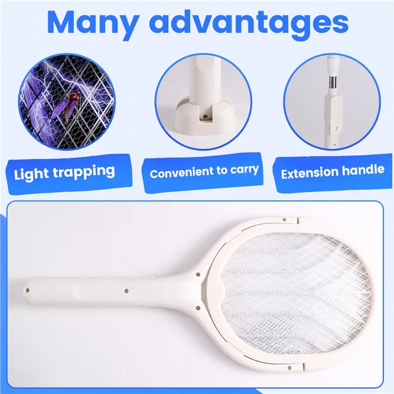 Mosquito Killer Lamp Power Display 2-In-1 Telescopic Electric Mosquito Swatter Multifunctional Fly Insect Trap