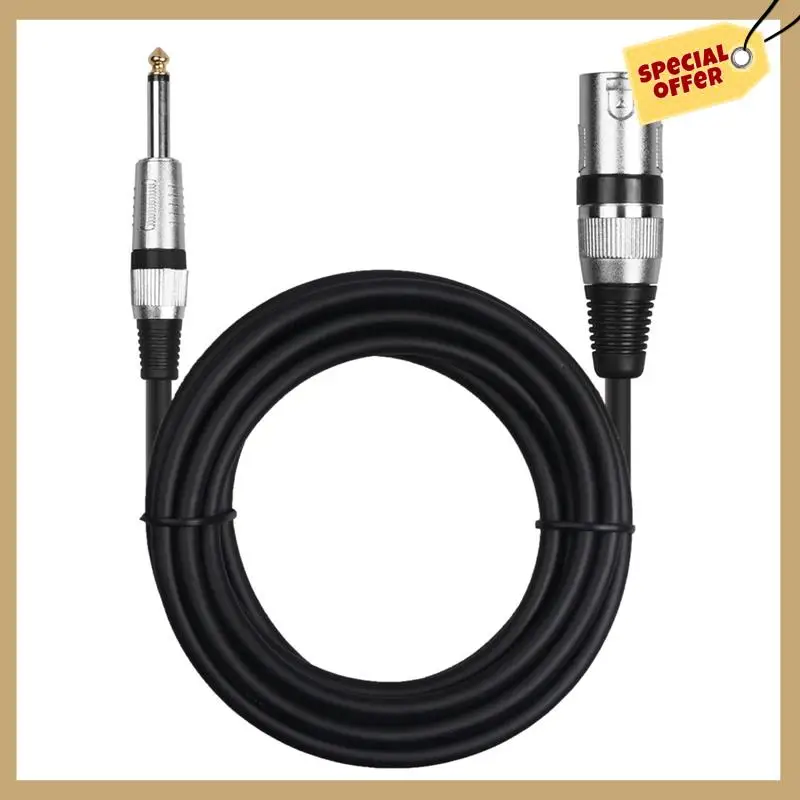 6.35Mm Male To XLR Male Microphone Audio Cable For Speaker, Guitar, Amplifier High Quality Sound Transmission 16.4Ft-WMAN