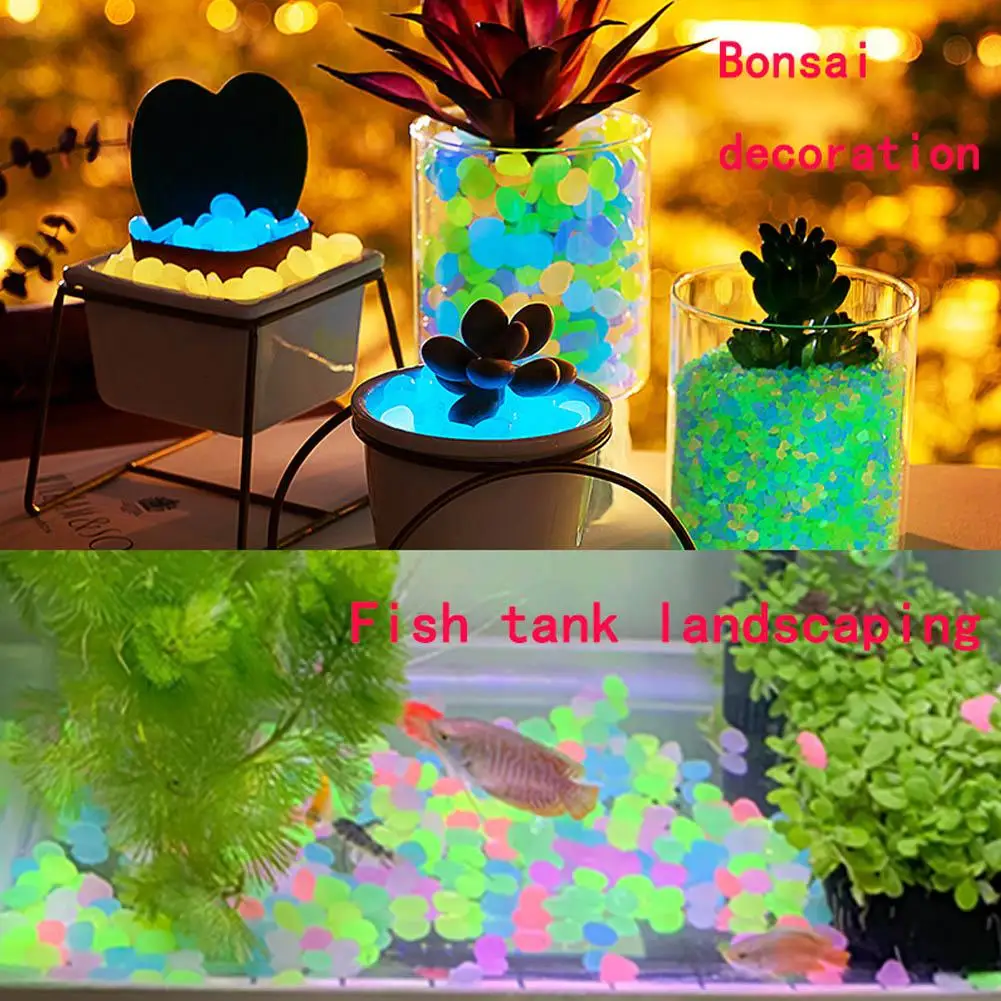 50pcs Glow In The Dark Pebbles, 1cm Resin Luminous Stones For Landscape, Garden PathsPotted Plants, Parks, Aquarium Decor