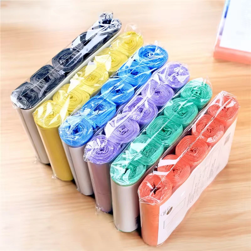 Colorful Disposable Garbage Bags Roll Multicolor Kitchen Trash Bags Waterproof Leakproof Plastic Bin Liners For Home Bathroom