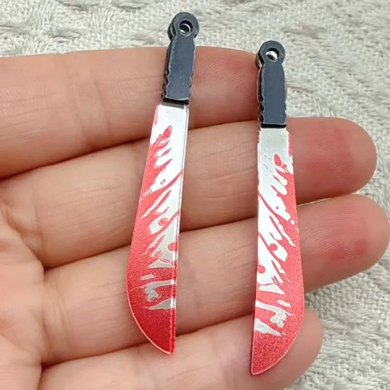 10pcs New Arcylic Charms Halloween Blood Knife Charms Pendant for DIY Earring Keychain Jewelry Making Designer Charms - view 5