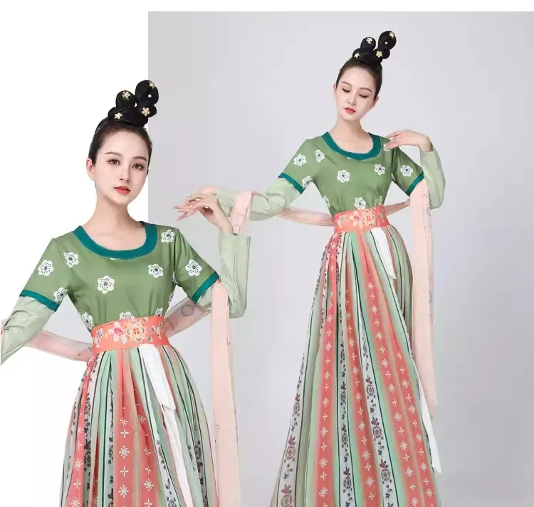 Chinese Style Vintage Dance Dress Hanfu Festival Folk Dress Children's Stage Performance Costumes Han Tang Classical Dance Suit