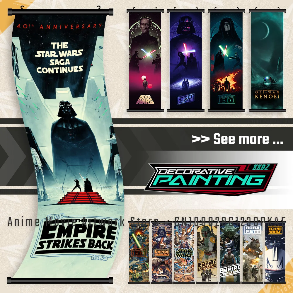 

Star Wars Movie Full Series Wall Artwork Canvas Poster Scrolls Pictures Hanging Painting Darth Vader Jedi Print Home Decoration