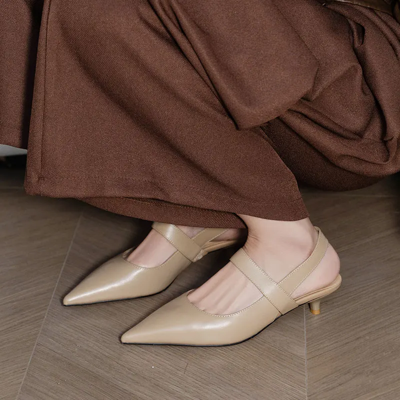 صنادل الصيف النساء أحذية خفيفة النمط الفرنسي أنيقة رقيقة كعب الصنادل للفتيات مضخات الحفلات أشار تو المشمش Sandalias #5