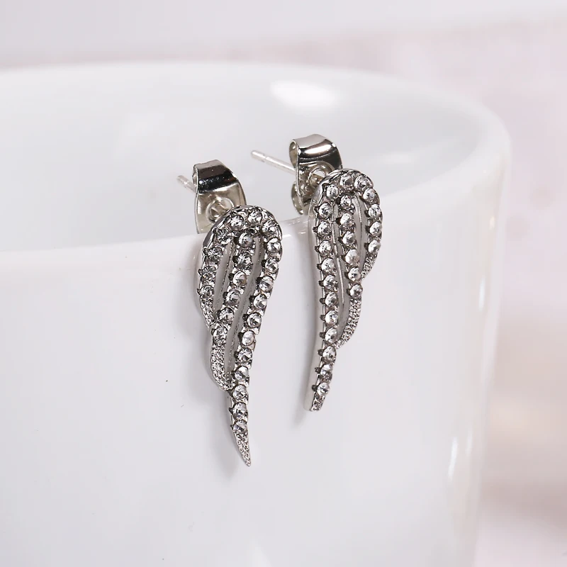 

New Fashion Silver Color Wings Shaped Women's Stud Earrings Exquisite Cubic Zirconia Wedding Engagement Bridal Jewelry Gifts
