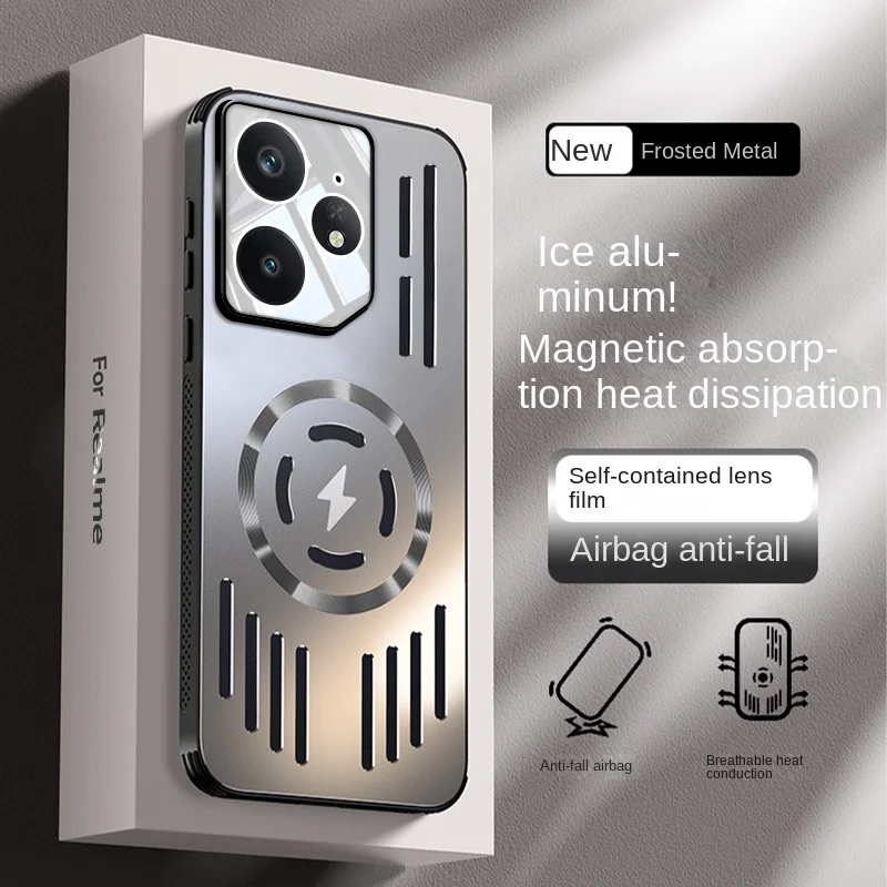 

For OPPO Realme Neo 7 Case Hard Metal heat dissipation magnetic Wireless charging Protect back cover For Realme Neo7 Phone Shell