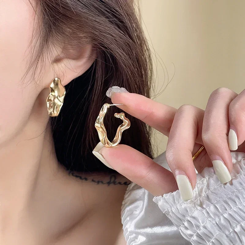 

S925 silver needle Retro Minimalist Earrings Irregular Stud Earrings Exaggerated Fashion Earring For Women Jewelry Accessories
