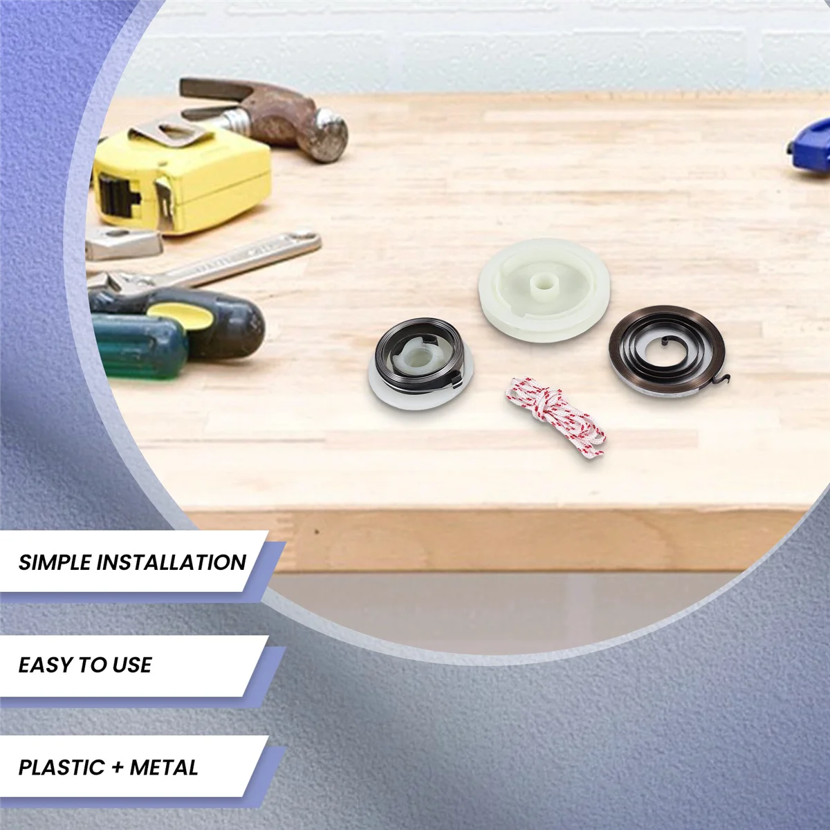 New 5200 5800 52Cc 58Cc for Chinese Chainsaw Easy Starter Recoil Spring Pulley Rope Repair Kit Gas Saws