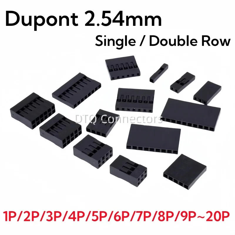 2.54mm Dupont Connector 2.54 mm Single / Double Row Plastic Shell Plug 1P 2P 3P 4P 5P 6P 7P 8P 9P 10P 12P 14P 16P 18P 20P