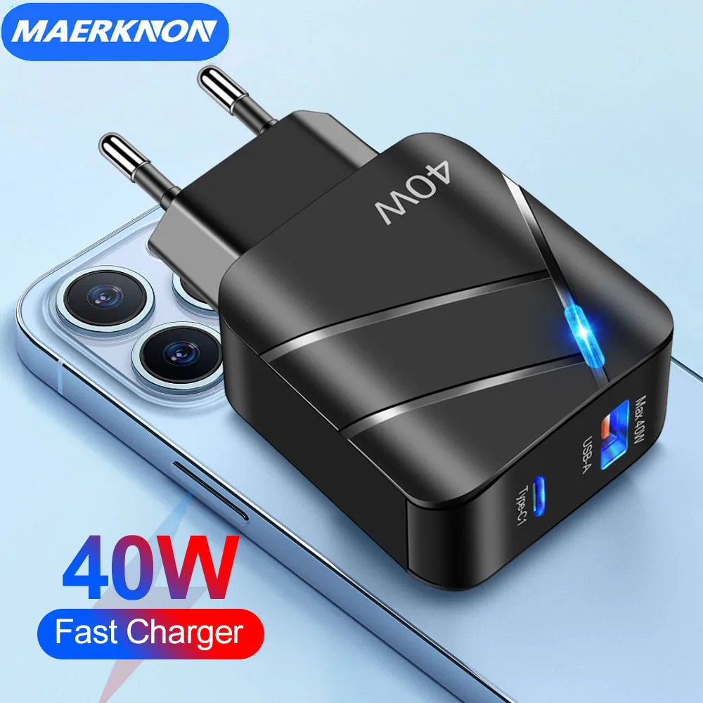 40W USB C Charger Multiple Ports PD Fast Charger for Iphoe 14 Xiaomi Samsung S22 LED Mobile Phone charger Adapter Wall Charger