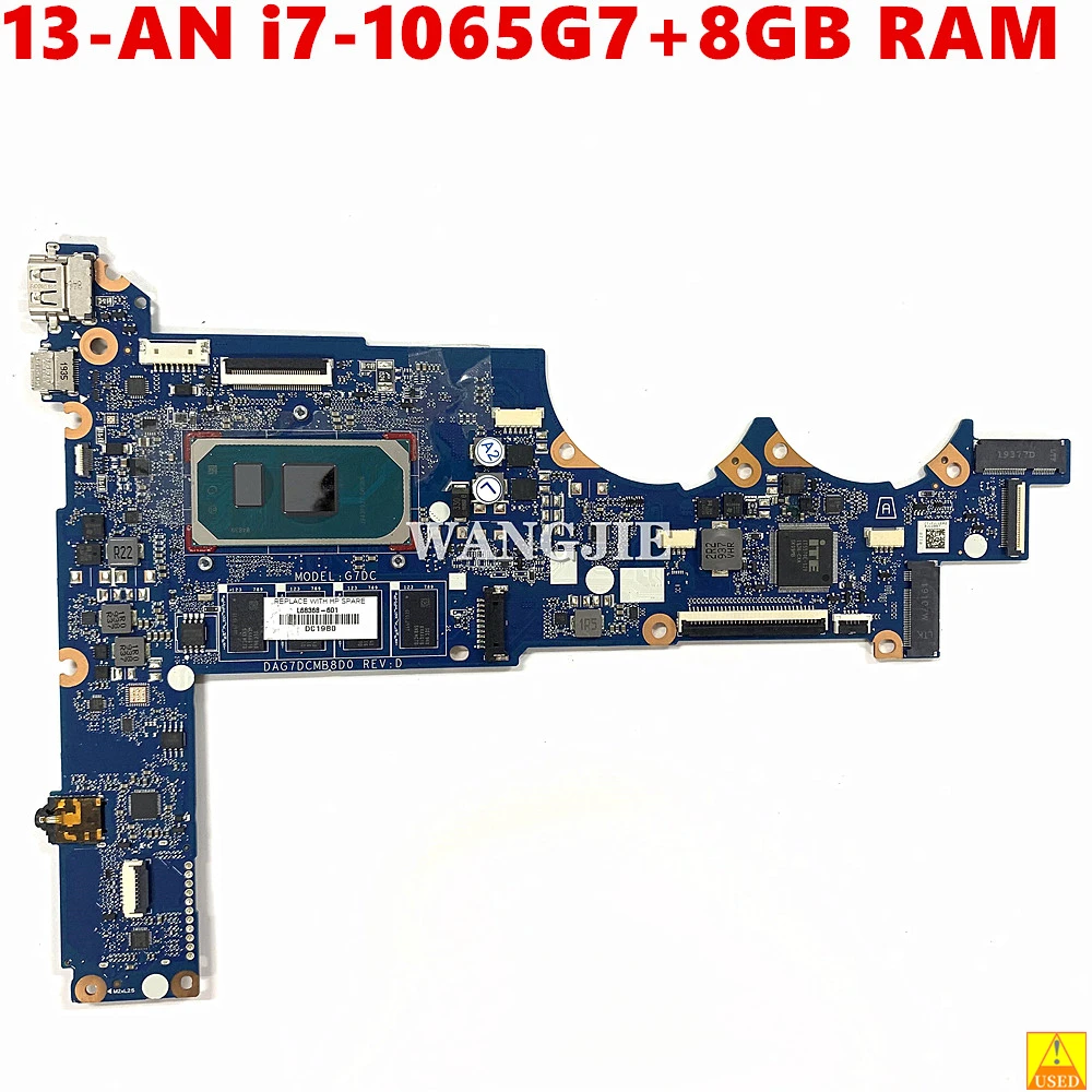 

DAG7DCMB8D0 G7D For HP Pavilion 13-AN Laptop Motherboard L68368-001 L68368-601 with i7-1065G7 CPU 8GB RAM 100% Working