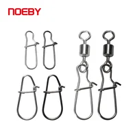 NOEBY-Cierre de anzuelo de acero inoxidable con alto contenido de carbono, anillos giratorios sólidos, broches de seguridad, Conector de anzuelos de pesca, herramienta de aparejos de pesca