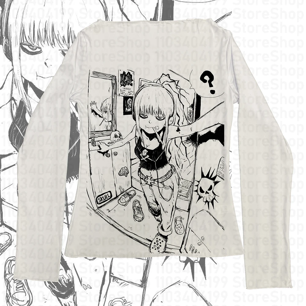 

Vintage Harajuku Streetwear Women Girl Baby Loose Long Sleeve O-neck Cute Tees Fashion Casual Anime Print Y2k T-shirts