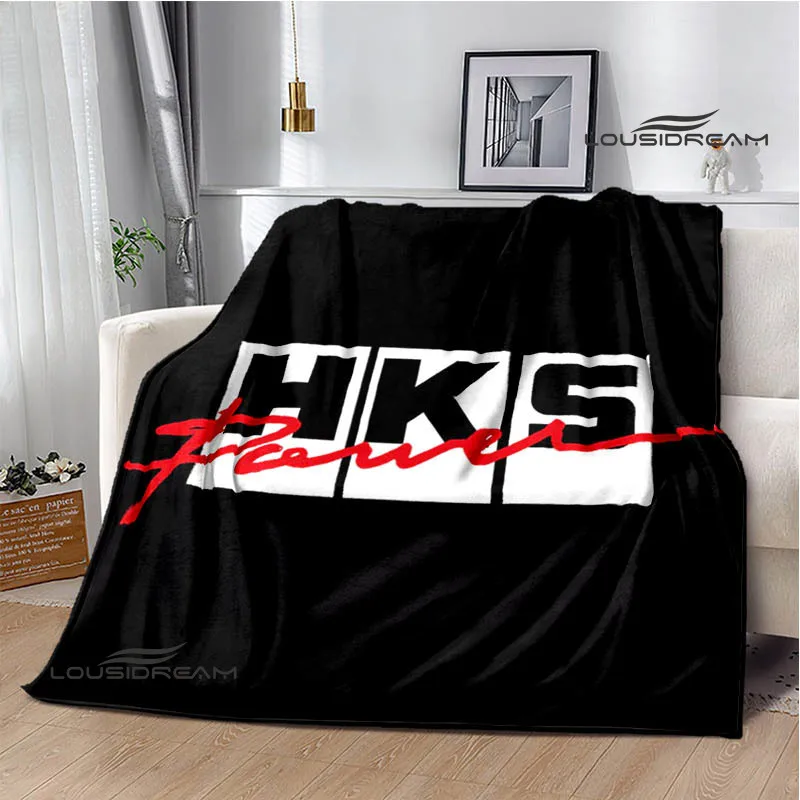 HKS Racing car logo printed blanket Picnic blankets warm blanket soft and comfortable blanket home travel blanket birthday gift