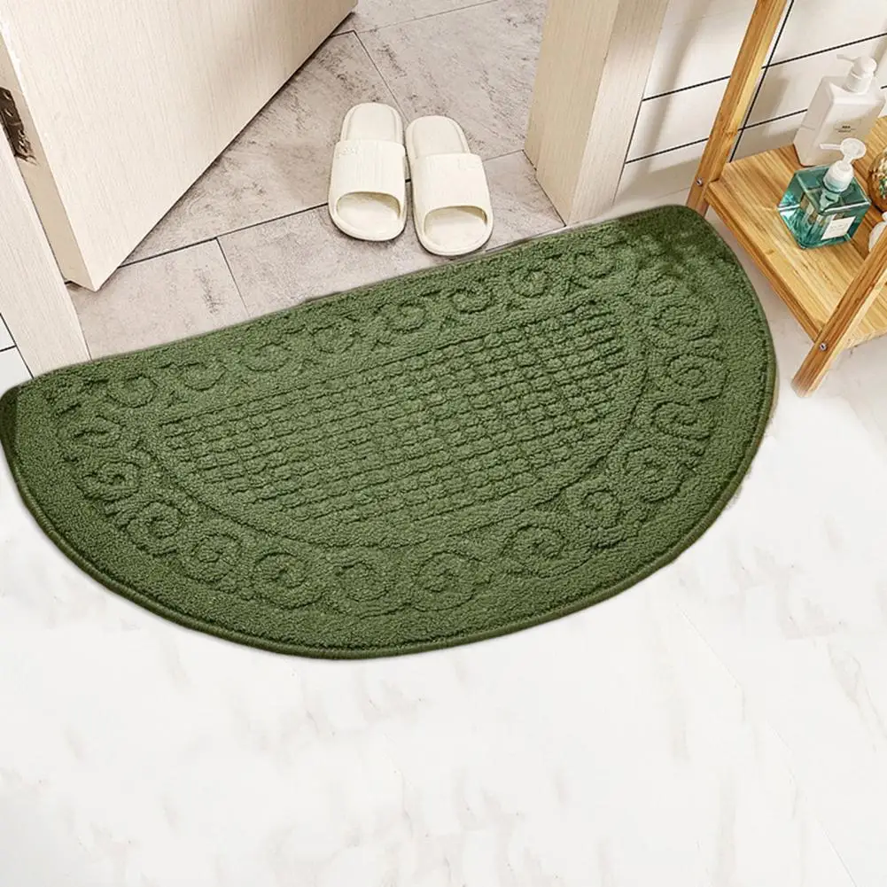 Decorative Welcome Mat Anti-slip Semi-circle Doormat for Indoor Entryway Absorbs Moisture Dirt Wear-resistant Room Kitchen