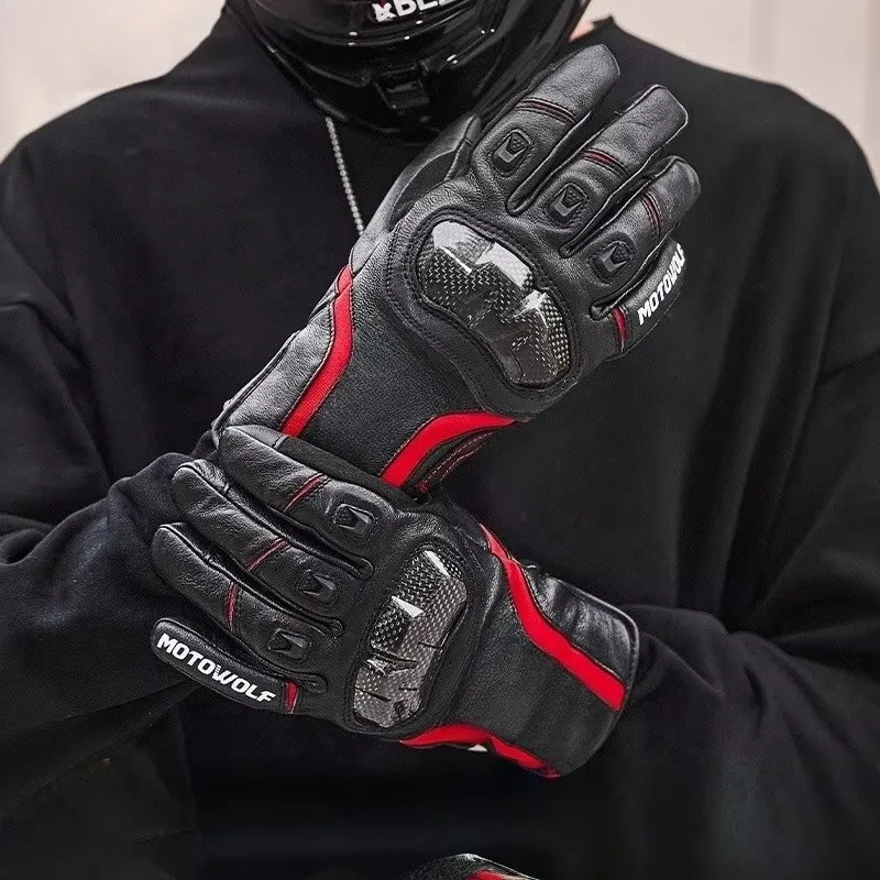 Motowolf Summer Motorcyclist Gloves Leather Men's Motorcycle Gloves Biker Riding Gloves Dirt Bike Cycling Protective Gear