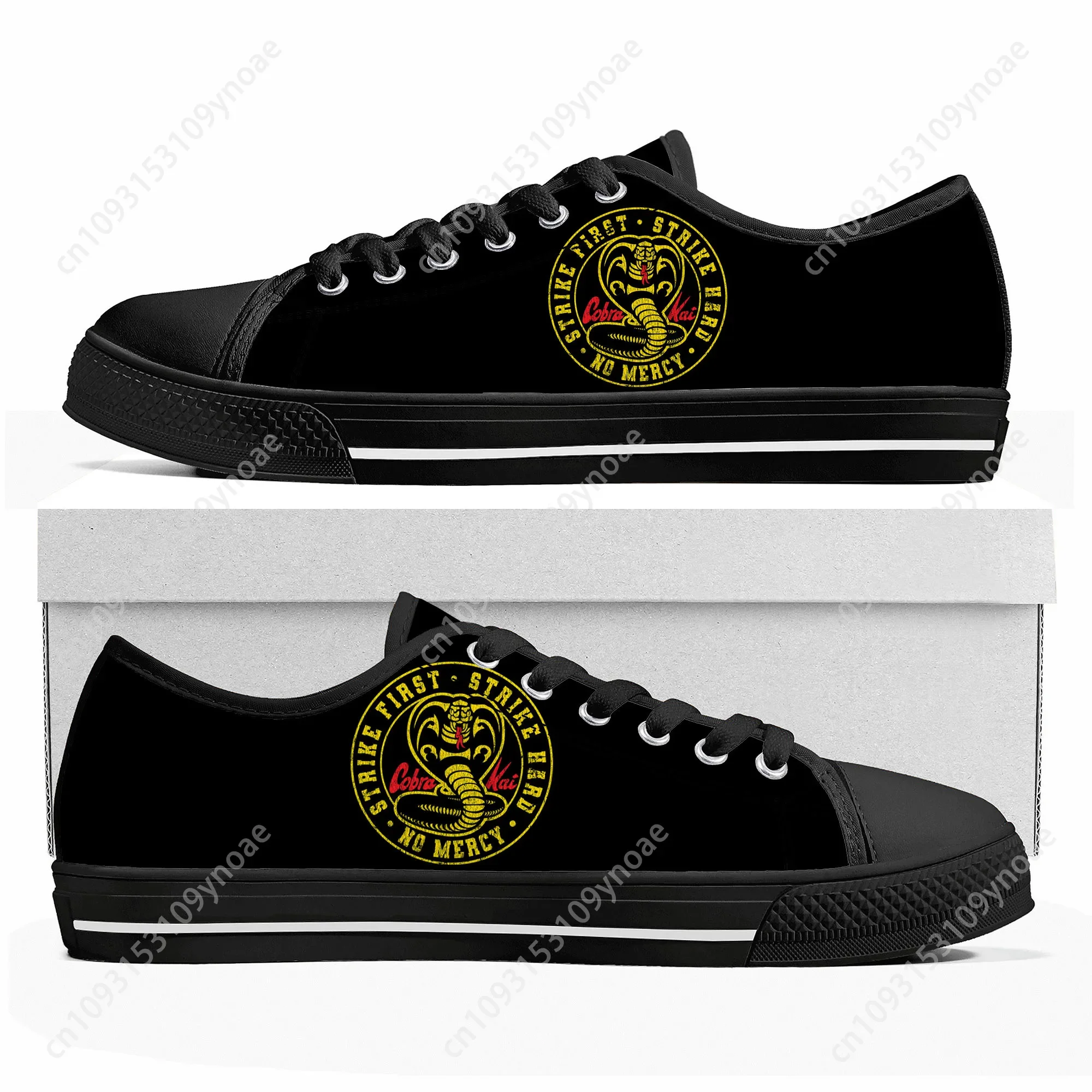 Movie Cobra Kai Snake Low Top High Quality Sneakers No Mercy Mens Womens Teenager Canvas Sneaker Casual Couple Shoes Custom Shoe