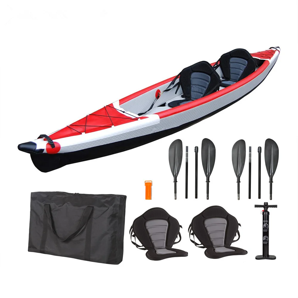 Kayak de 2 Personas con Logo Personalizado, Kayak de Plástico para Adultos, Kayak de PVC de 2 Personas con Pedales, Azul, 3.1 - 4m, para Río