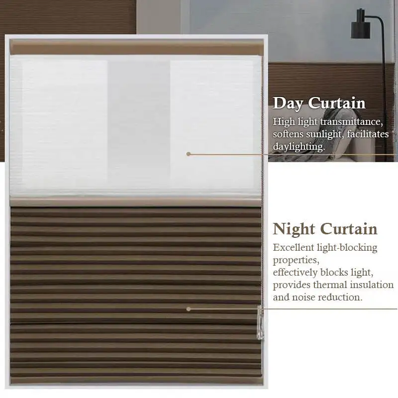 Smart Remote Control Day-Night Honeycomb Blinds Waterproof Adjustable Light Filtering Window Shade Custom Fit for Bedroom