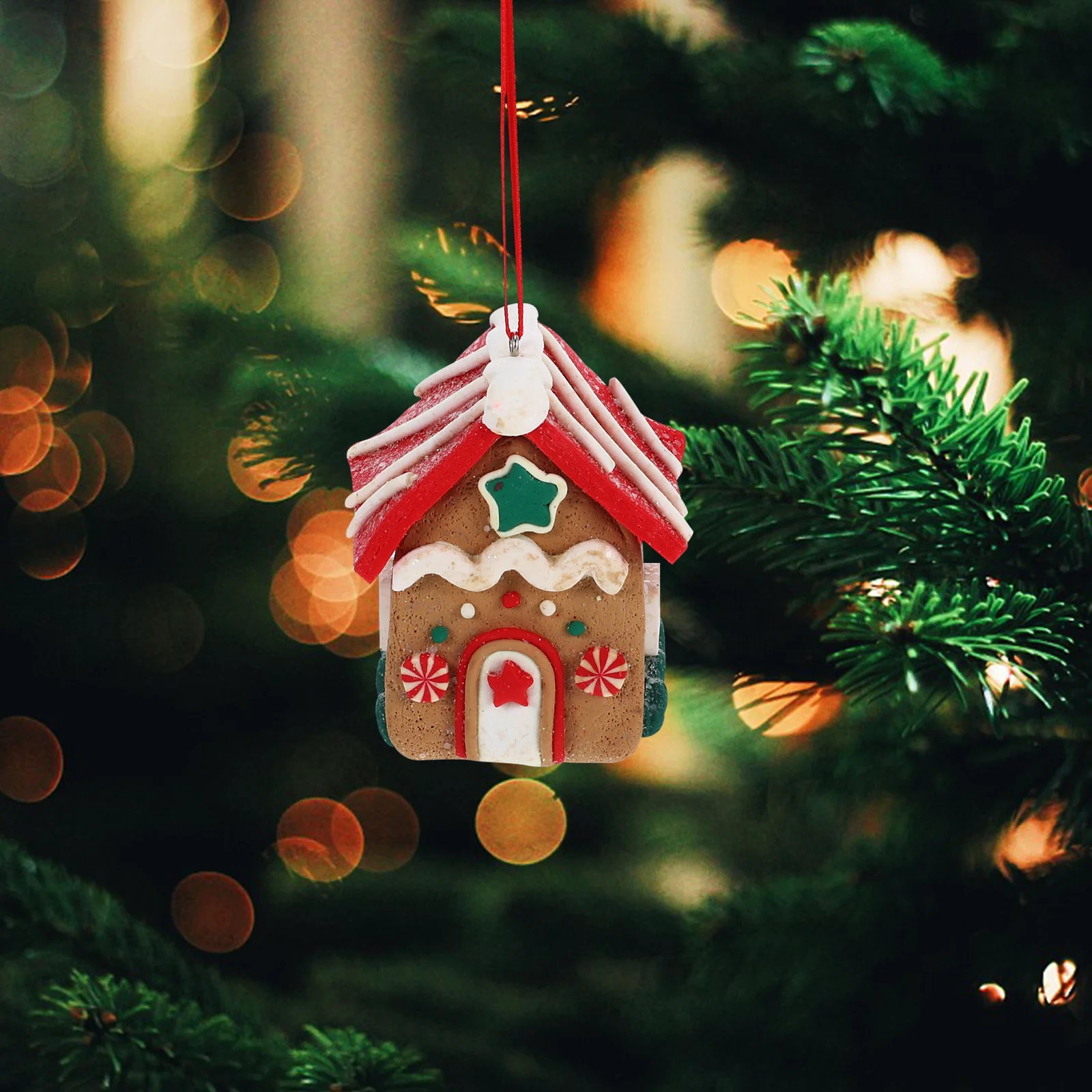 

Christmas Clay House Decoration Small House Shaped Ornaments Easy to Hang Festive Holiday Tree Pendant Holiday Indoor Pendant