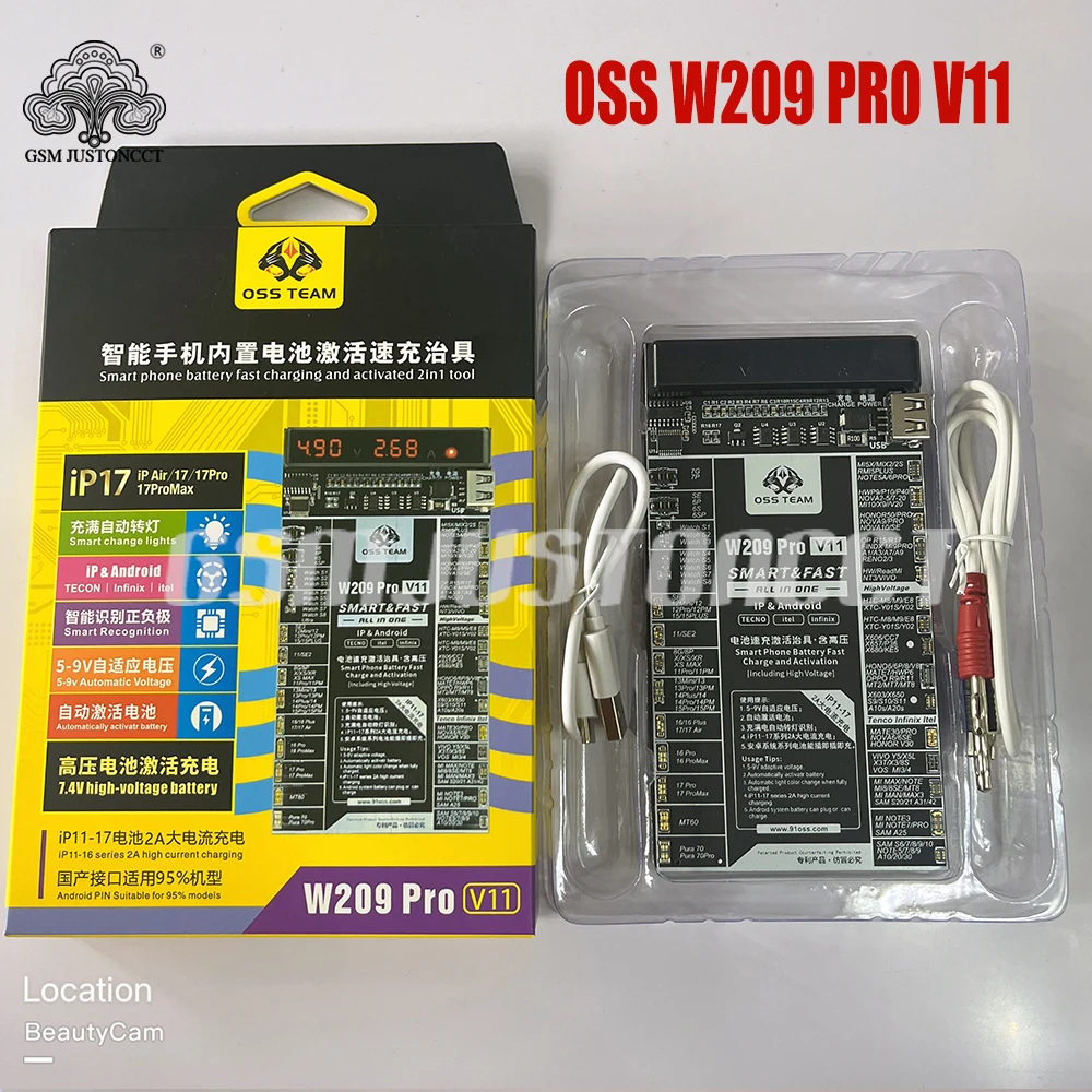 OSS W209 Pro V11 Battery Activation Board 5-9V Voltage for IPhone 6-17P and Samsung Xiaomi Android Current Voltage Detection
