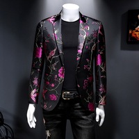 New Vintage Luxurious Jacquard Floral Suit Jacket Men Wedding Banquet Club Party Dress Singers Tuxedo Slim Fit Blazers Hommes