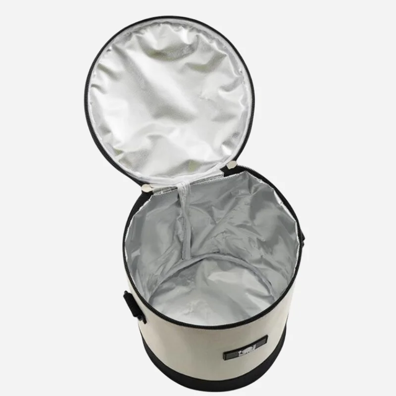 Large Capacity Lunch Box Thermal Bag Thicken Oxford Cloth Round Barrel Aluminum Foil Insulation Bags Picnic Food Cooler Handbags