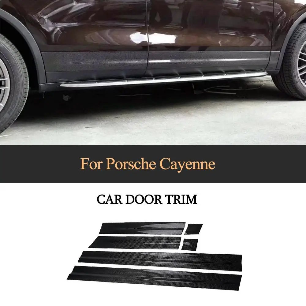 Car Side Door Fender Trim Moulding Sticker For Porsche Cayenne 2015 2016 2017 Carbon Fiber Body Protection Strip 7 PCS