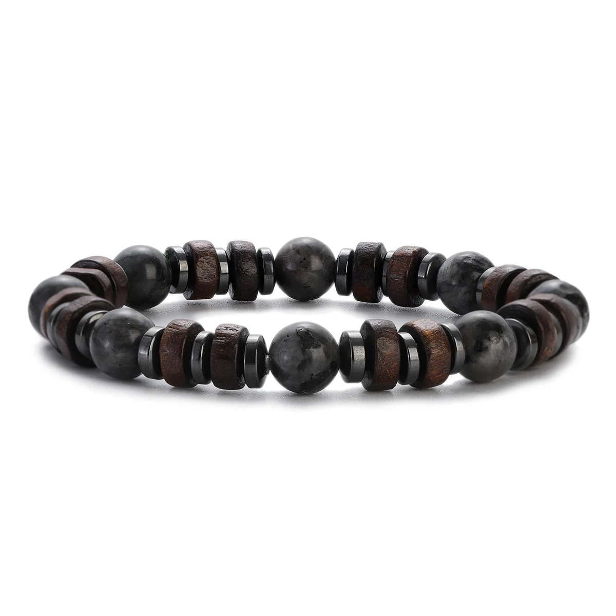 2023 Fashion Natural Wooden Bracelet Homme Men 8mm Black Hematite Stone Tiger Eye Lava Beaded Braclets Boyfriend Jewelry Gift
