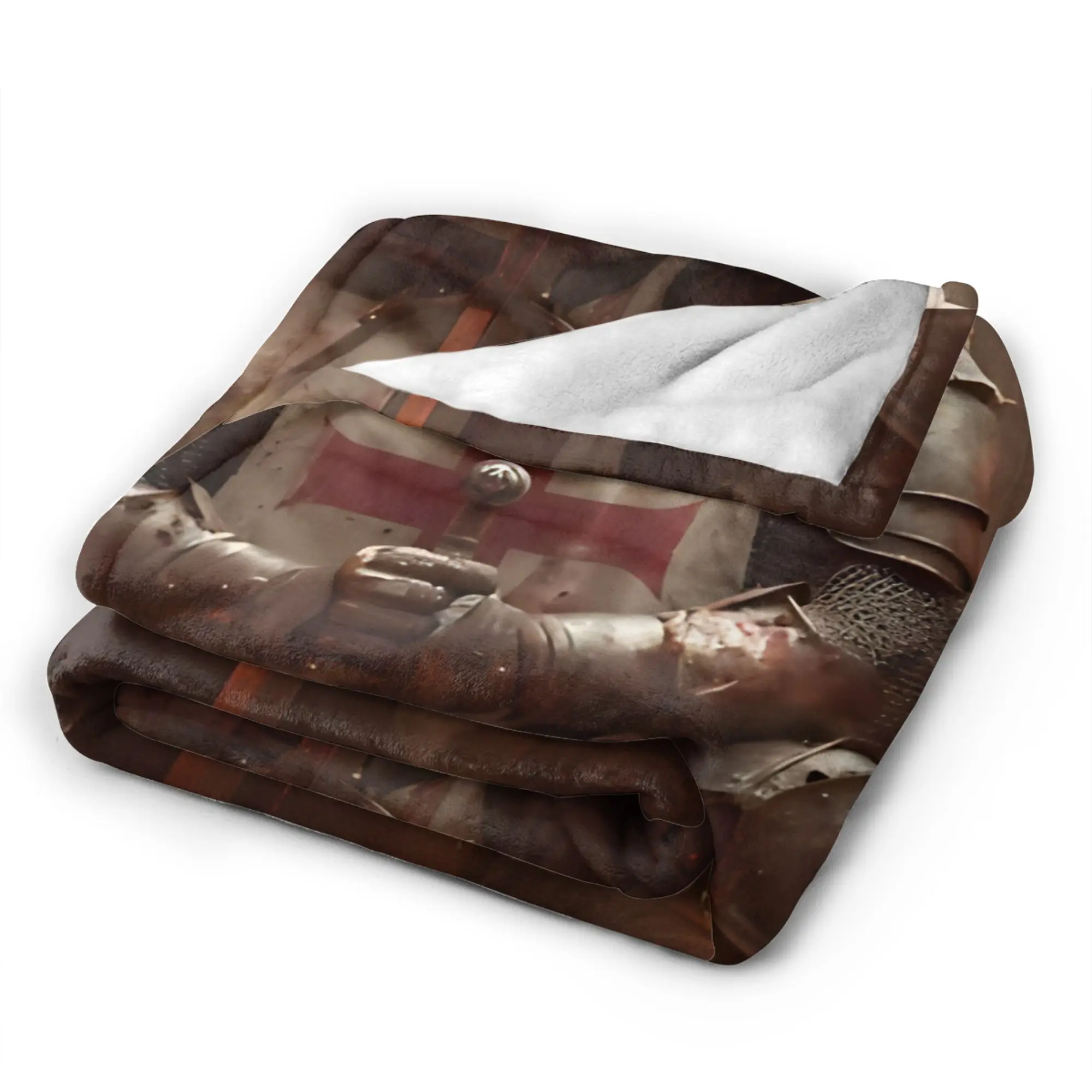 Knights Templar Cross Art Flannel Blanket Winter  Warm Throw Blanket for Kids Adult Couch Chair Print Bedspread Sofa Bed Cover