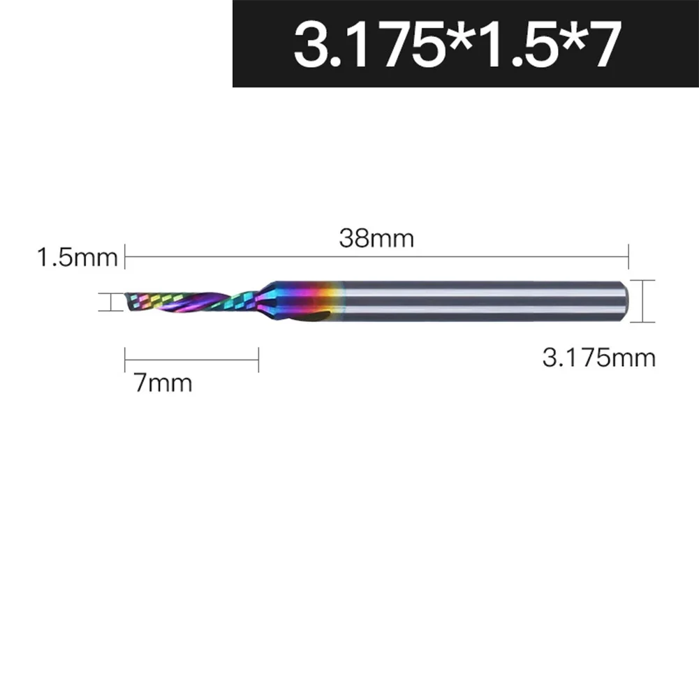 Imagem -03 - Fresa de Madeira Aço Tungstênio Carboneto Sólido Fresa Cnc Gravura Bit para Alumínio Espiral Ferramenta para Trabalhar Madeira 1pc 3.175 mm