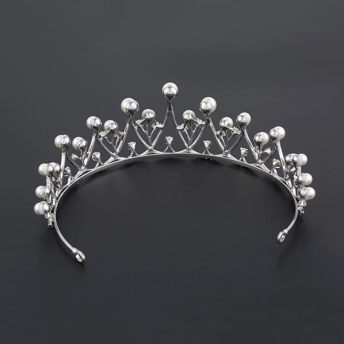 

Bridal Pearl Rhinestone Tiara Crystal Hairband Wedding Pageant Prom Elegant Silver Crowns Bridal Hair Loop Elegant Headband