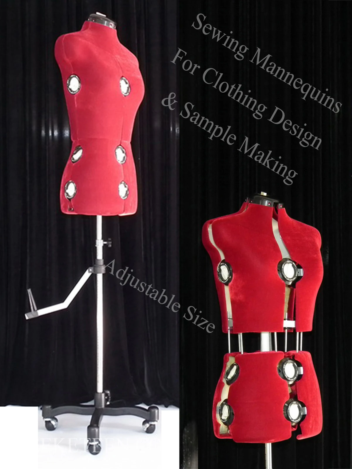 

Манекен портновский регулируемый по размеру для модельеров, с возможностью вставки иглы, женский, половинный, для дизайнеров одежды