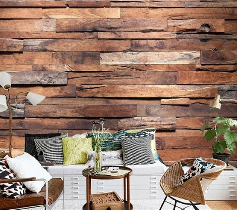 

Custom wallpaper 3d mural retro nostalgia wood panel fresco papel de parede European library background wall home decor decorate