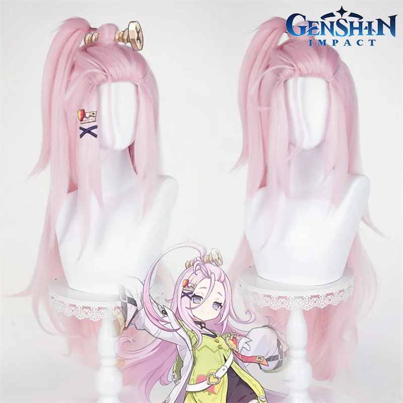 

Игра Genshin Impact Aino Косплей Парик Розовые Длинные Вьющиеся Волосы Термостойкие Синтетические Парики Хэллоуин Реквизит