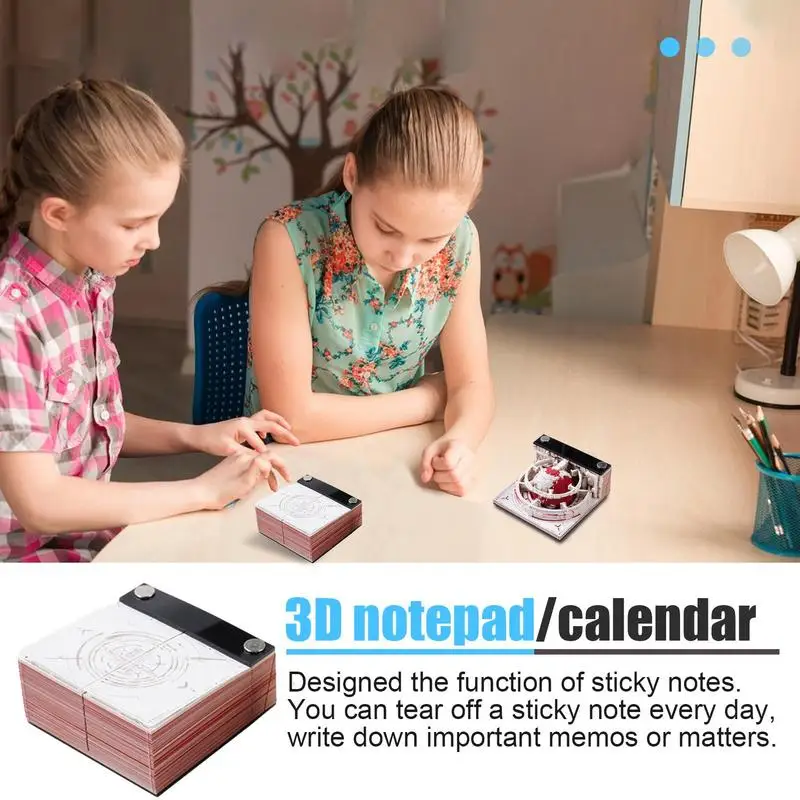 Calendário 3D Notepad, Criativos, Papers Hand-Tear, Card Craft, Notas de Papel de Nota, 3D