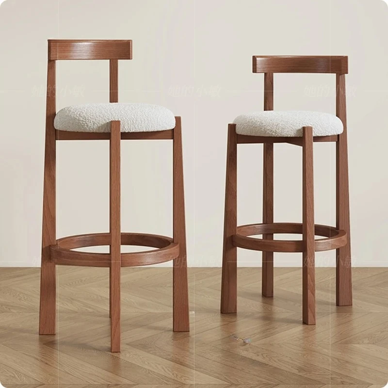 Bar Chairs Retro Lambswool High Stool Simple Bar Back Chairs Designer  Furniture