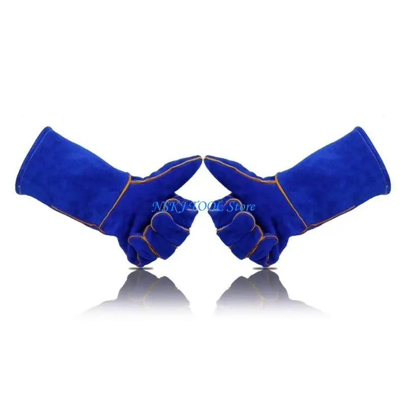 

L8RC Extreme Heat Resistant Gloves Leather with Stitching Mitts for Fireplace