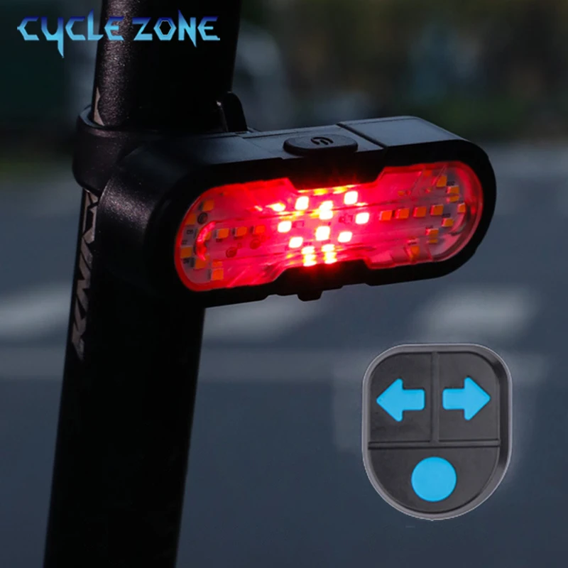 

Bicycle Rear Light Cycling Wireless Remote Control Turn Signal Bike Tail Light Type-C Rechargeable Warning Taillight with Horn