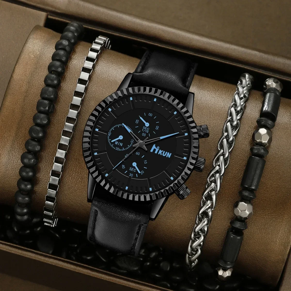 メンズスポーツクォーツ腕時計,ヴィンテージレザーベルト,カジュアル,ビジネス,ラグジュアリーファッション