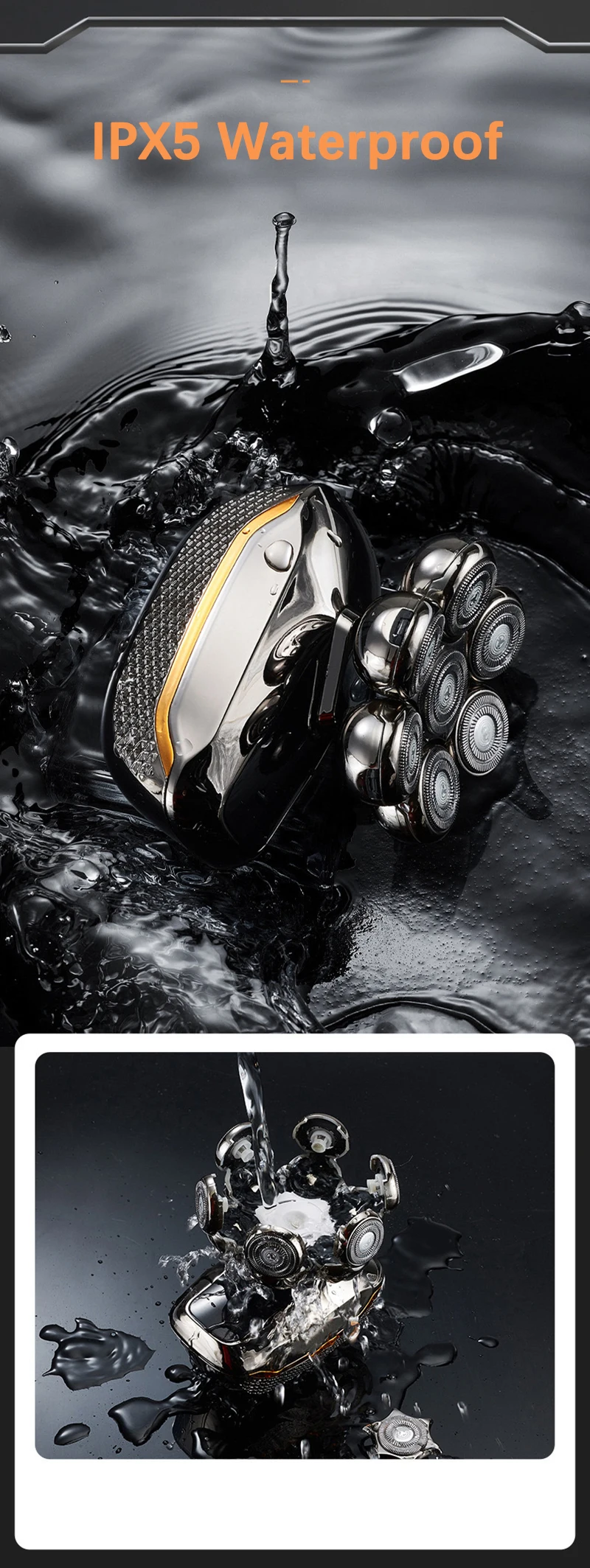 Floating 7-Blade 5-in-1 Electric Shaver For Men Rechargeable Nose Hair Trimmer Facial Cleaning Massager Bald Head Beard Razor