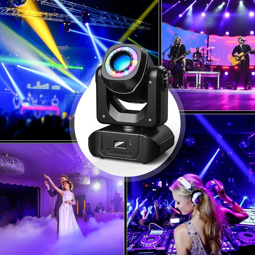 

LED Beam RGBW Zoom Lighting with Moving Head Lamp Gobos 8 Colors for DJ Disco Party Bar Wedding Concert Stage Lighting