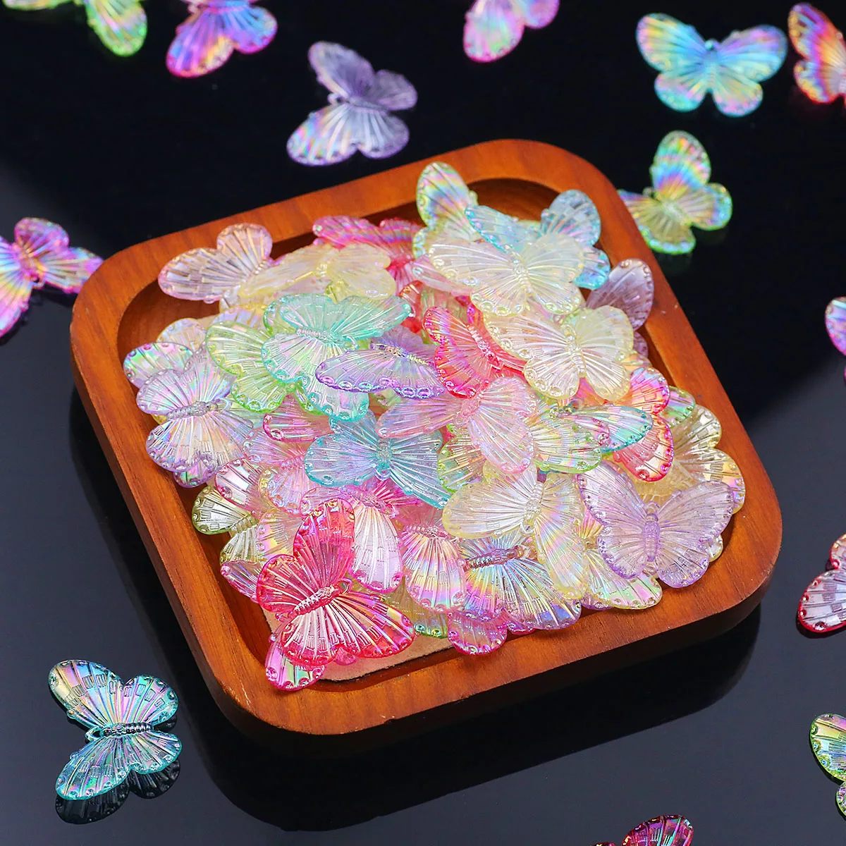 20×26mm Mixed Color Acrylic Crystal AB Colorful Butterfly Spacer Loose Beads For Jewelry Making DIY Earrings Bracelet Accessorie