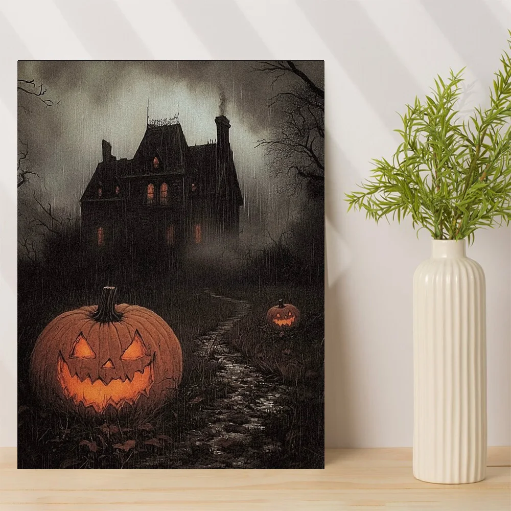 1pc,Horror Lodge Come on in,listen to a ghost story, Modern Canvas Wall Art,  Holiday Gift, Frameless, 12x16inch