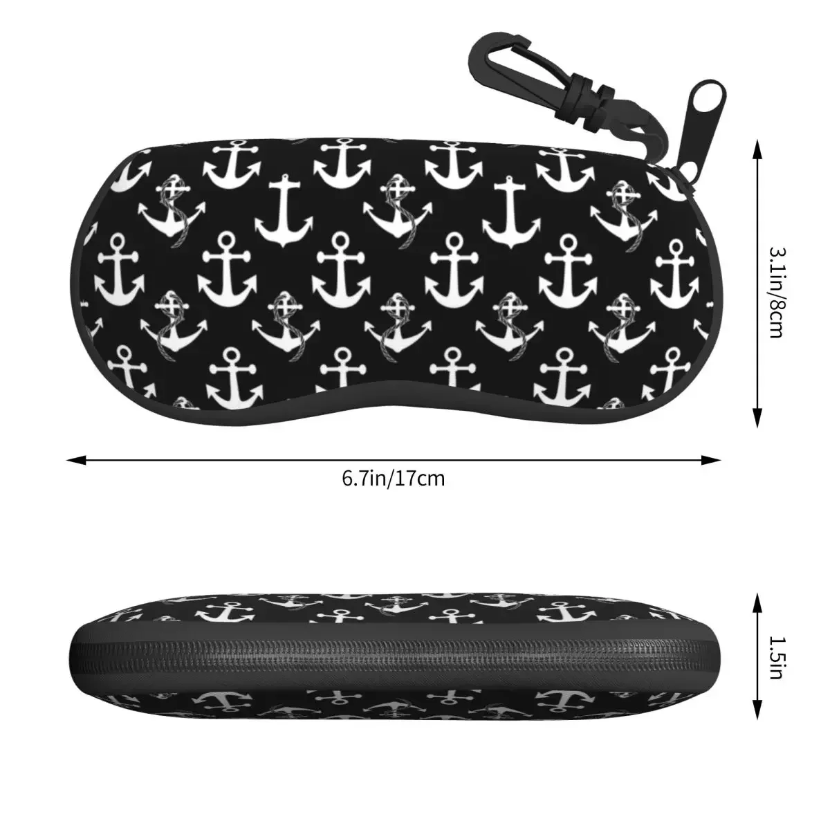 Black And White Nautical Anchor Pattern Shell Eyeglasses Case Men Women Cute Sailing Sailor Glasses Case Sunglasses Box Pouch