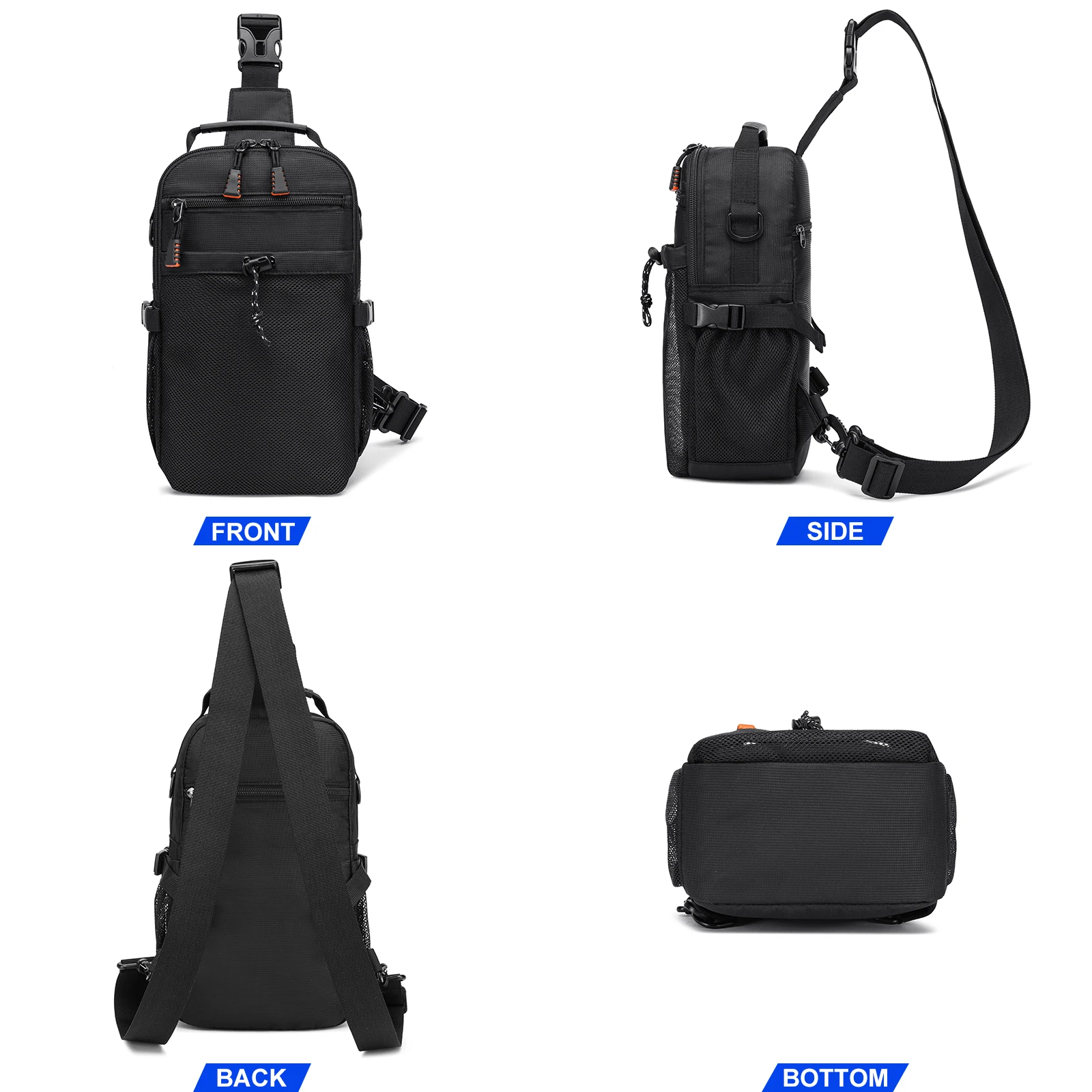 ショルダーバックパック クロスボディバッグ 男性と女性用 旅行 ハイキング チェストバッグ デイリーバックパック 大容量 調節可能なショルダーストラップ アウトドアアドベンチャーや学校に最適 学生に最適 新学期 多機能シングルショルダーバックパック 寮 学生用品 複数の持ち運び方法 アウトドア 旅行 プレッピー 仕事 ビジネス 通勤 スポーツ ブラック グリーン オレンジ