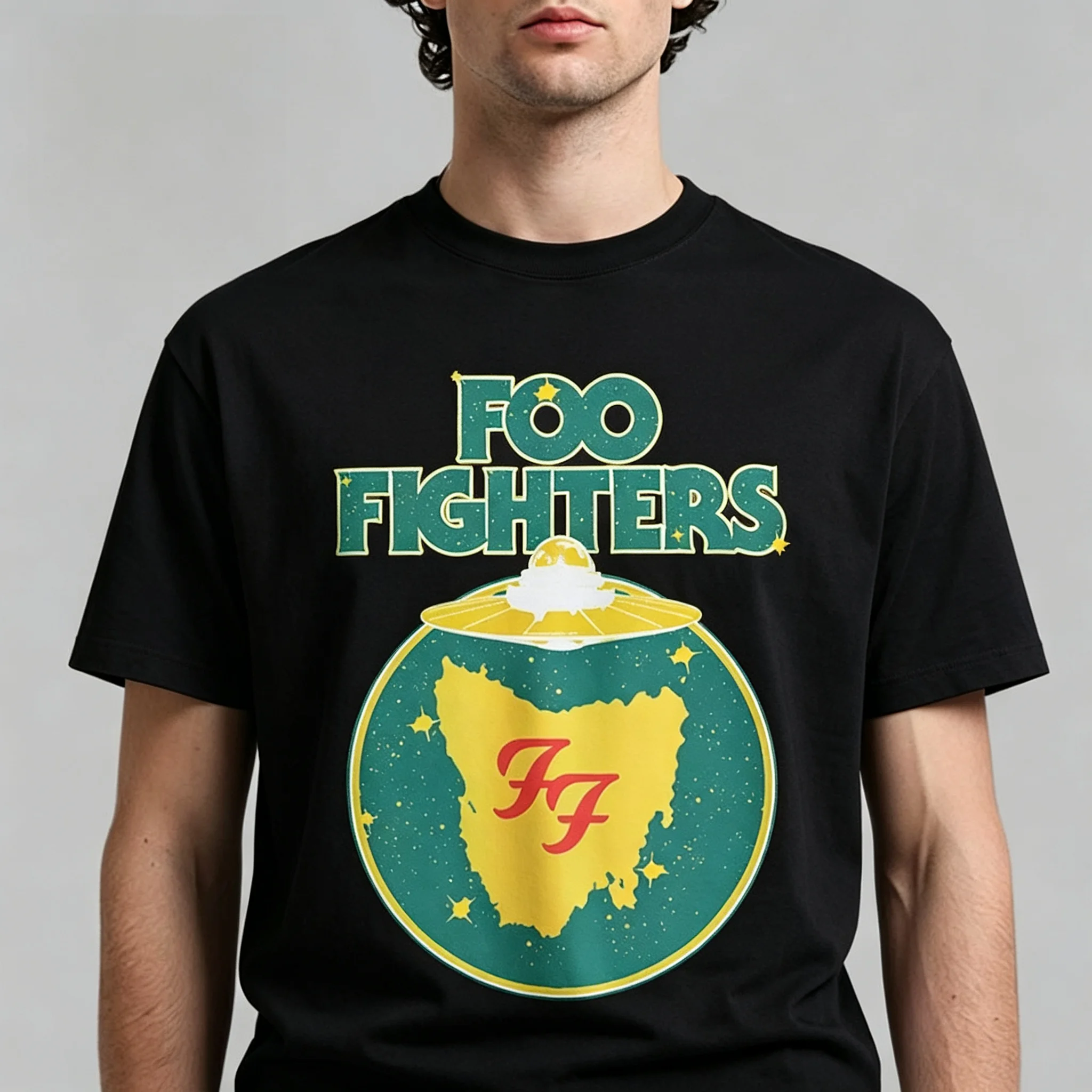 2026 New FF Foo Fighters Family Matching Unisex Oversized T Shirt Retro Planet Graphic Front Print Hip Hop Streetwear Tops